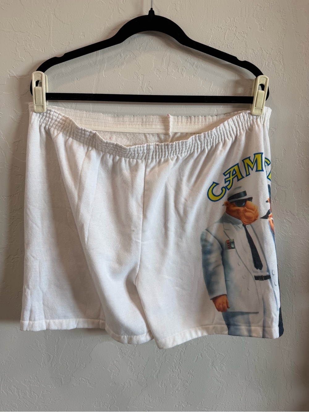 Vintage Camel Cigarettes Joe Camel Graphic Sweat Shorts White Retro 80s 90s